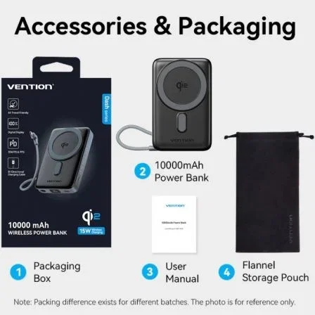 Vention Powerbank Inalámbrico 10000mAh 35W Gris FKHH0